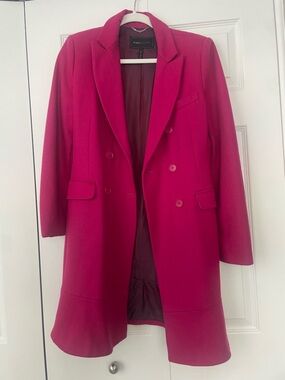 BCBG MAXAZRIA Double-Breasted Wool-Blend Coat in Deep Pink